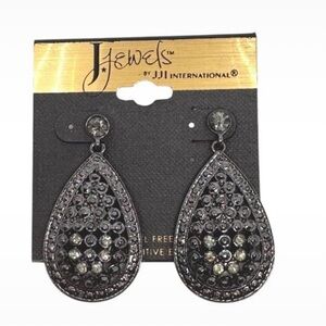 Black bling  Teardrop Earrings